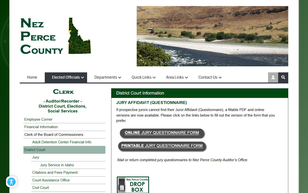 Nez Perce County court records District Court page