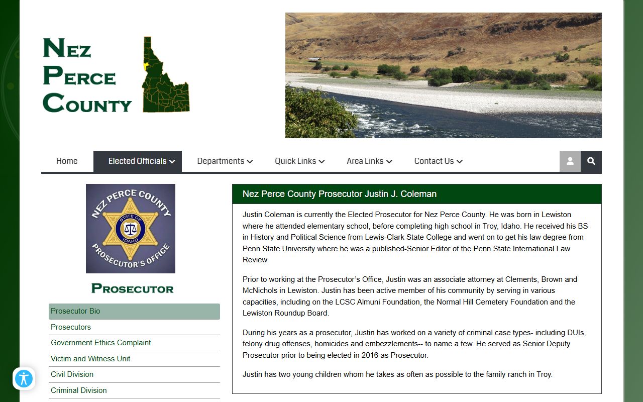 Nez Perce County criminal court records and Prosecutor office contact