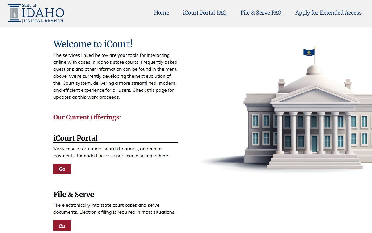 Nez Perce County Court records Idaho iCourt information page