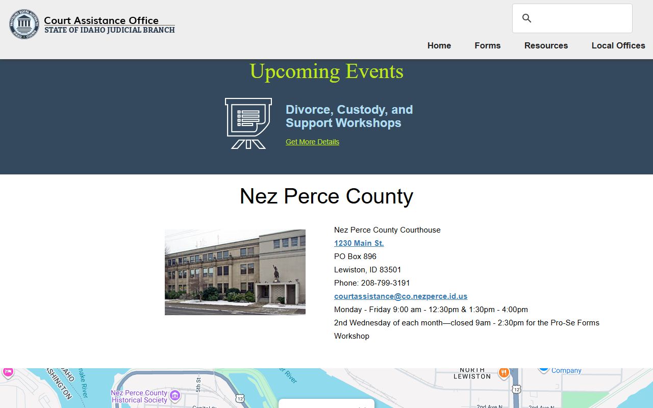 Nez Perce County probate records Court Assistance Office contact page